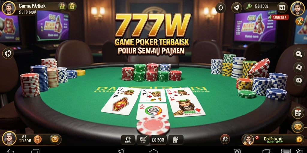 Screenshot gameplay 7777W menampilkan suasana poker yang seru.