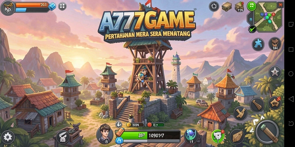 Screenshoot gameplay menampilkan aksi menara dalam A777GAME.
