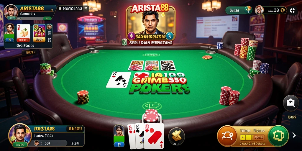 Tampilan permainan Poker yang mendebarkan di ARISTA88.