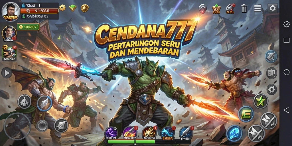 Tangkapan layar menampilkan aksi intens dalam game Fighting CENDANA777.