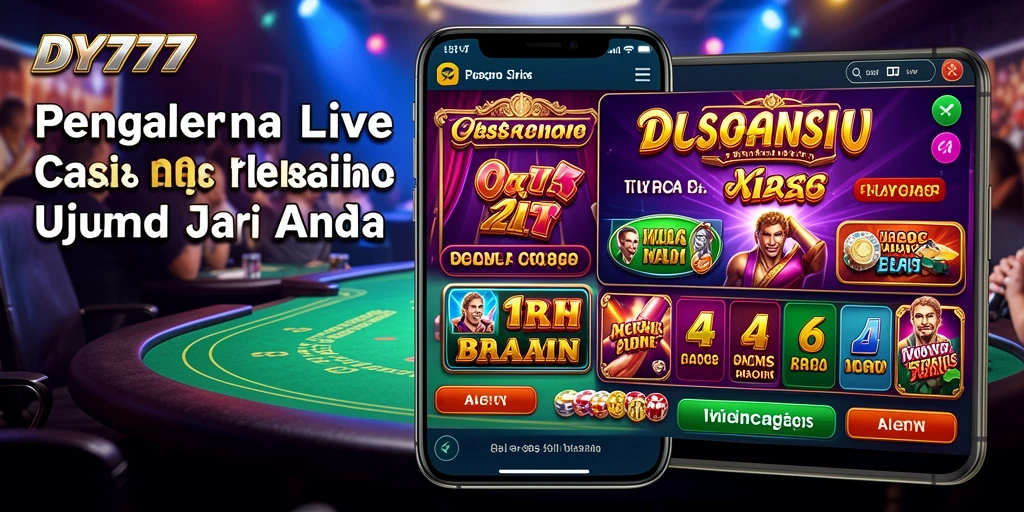 Screenshot DY777 menunjukkan dealer profesional dan suasana live casino yang menegangkan.