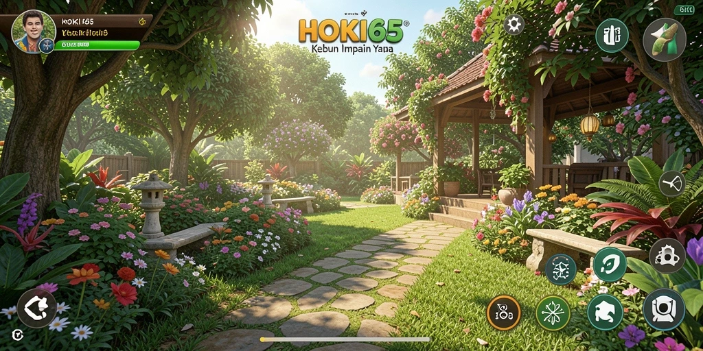 Tampilan menarik dari gameplay HOKI65 yang menampilkan pertanian yang subur.