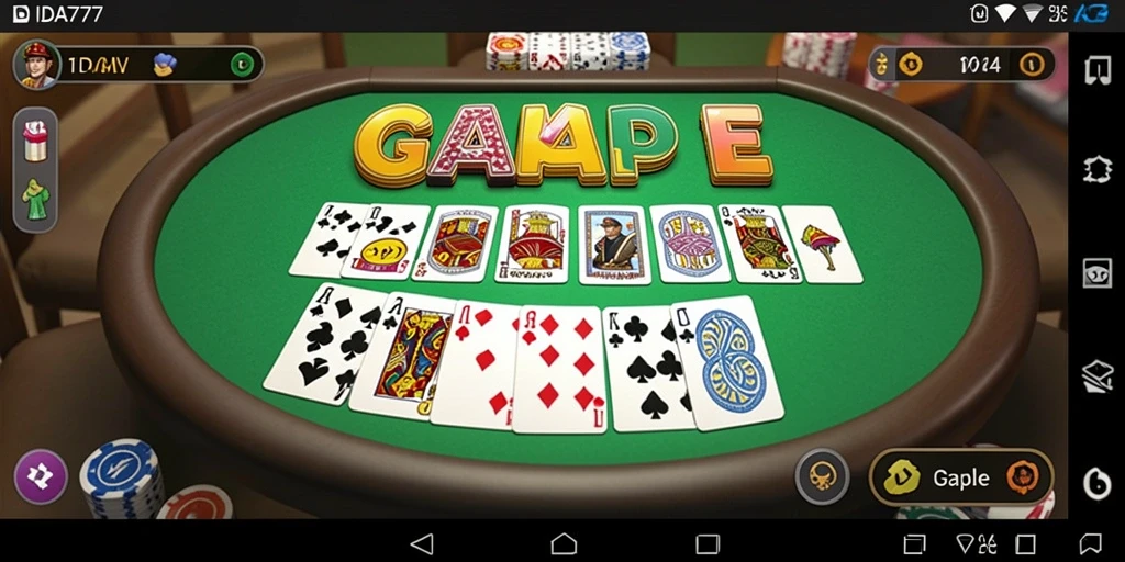 Tampilan gameplay seru di IDA777 dengan kartu Gaple yang menarik.
