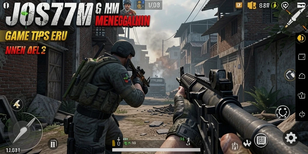 Tangkapan layar gameplay JOS77 dengan aksi pertempuran seru.
