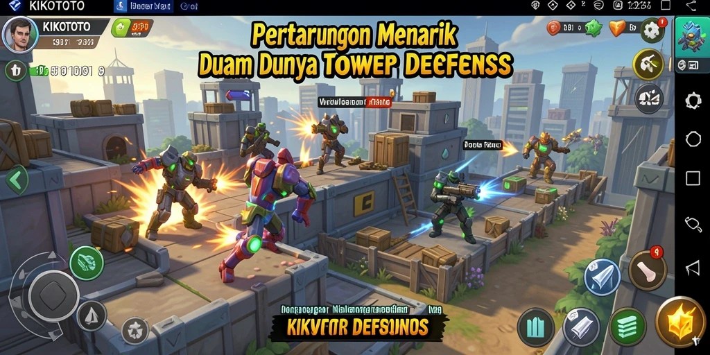Screenshot KIKOTOTO menampilkan aksi seru Tower Defense di battlefield.
