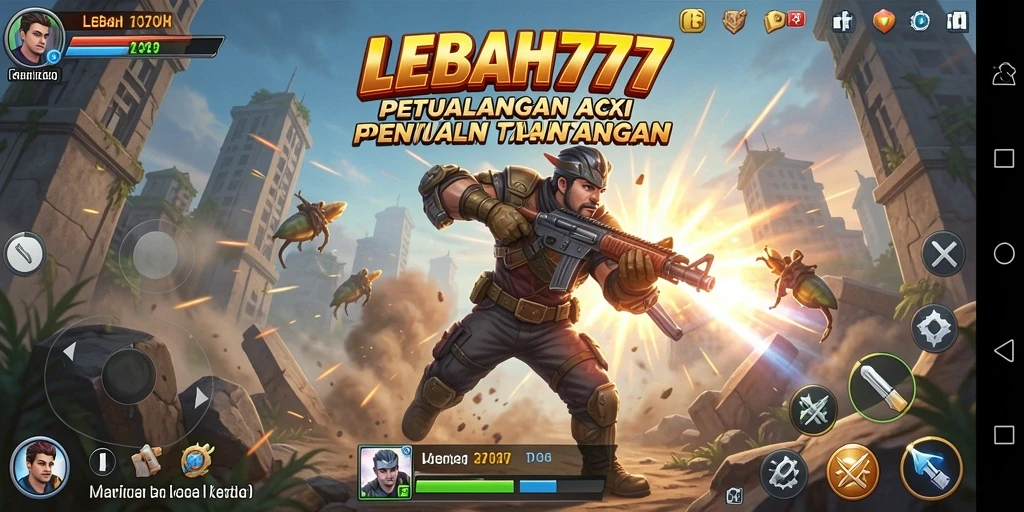 Screenshot utama LEBAH777 menampilkan aksi mendebarkan di setiap level.