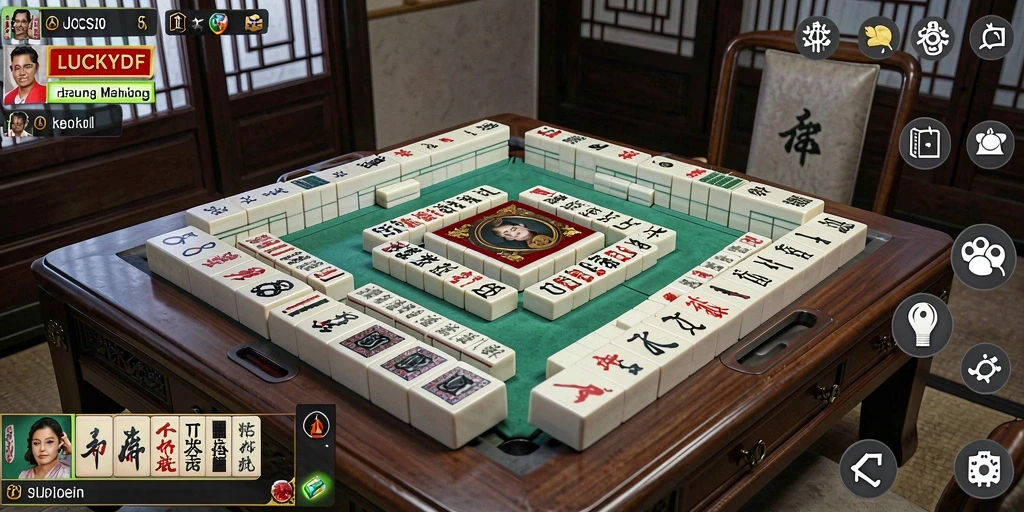 Tampilan gameplay seru di LUCKYDF dengan Mahjong yang menantang.
