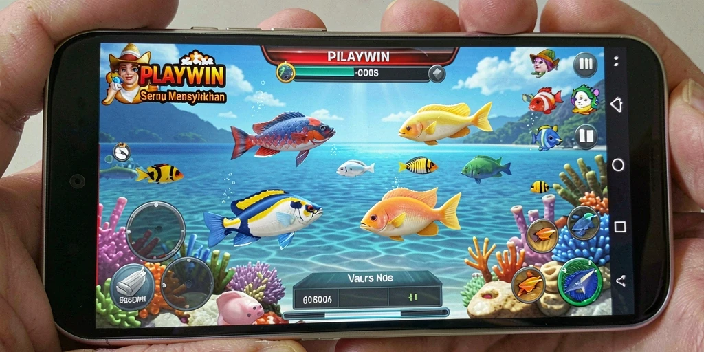 Tampilan gameplay seru saat menembak ikan di PLAYWIN.