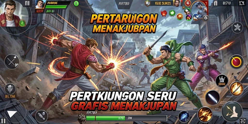 Screenshot gameplay RR789 menampilkan aksi pertarungan yang seru.