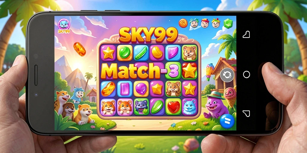 Tampilan gameplay SKY99 yang penuh warna dan menantang