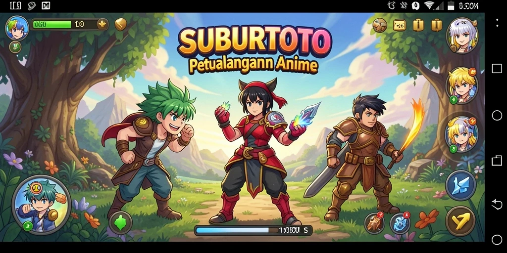 Screenshot gameplay SUBURTOTO menampilkan aksi seru dan karakter anime yang hidup.